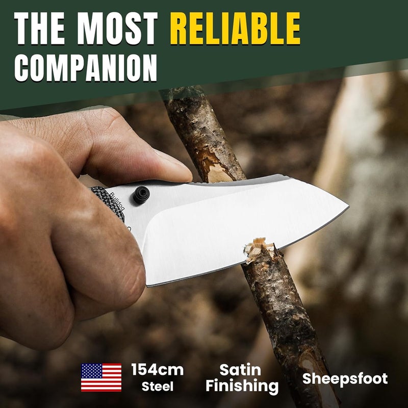 KIZER Bulldog Folding Pocket Knife, 3" Sheepsfoot Blade Folding Knife, 154CM Steel Micarta Handle Pocket Knife, Small EDC Knife for Outdoor Indoor Camping Hunting Fishing Survival V3672C2 - Image 2